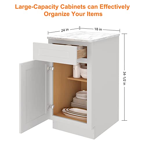 18" Shaker Dove Base Cabinet - Euro-Style Kitchen Storage with Soft-Close Technology | Premium HDF Construction