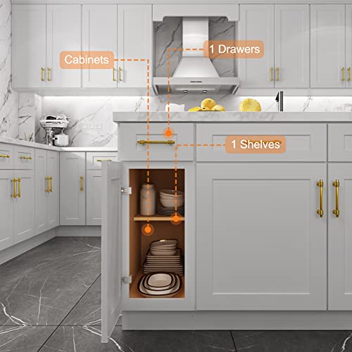 18" Shaker Dove Base Cabinet - Euro-Style Kitchen Storage with Soft-Close Technology | Premium HDF Construction