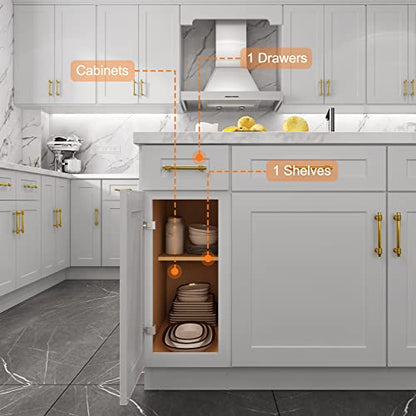 18" Shaker Dove Base Cabinet - Euro-Style Kitchen Storage with Soft-Close Technology | Premium HDF Construction