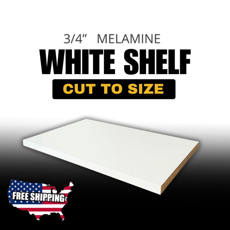 Custom 3/4" Thick White Melamine Shelf | Cut to Size | Kitchen, Bath, Closet & More