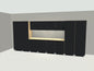 16 ft full bay garage cabinet system in black with maple workbench and LED lighting