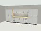 16 ft full bay garage cabinet system in white with maple workbench and LED lighting