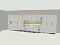 20 ft full wall garage cabinet system in white with maple workbench and LED lighting